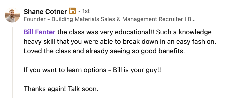 LinkedIn review screenshot
