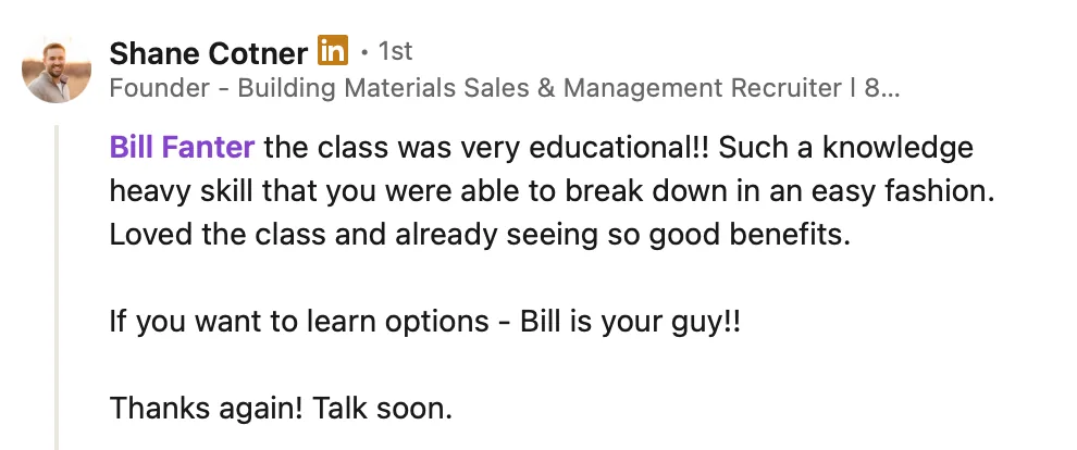 LinkedIn review screenshot