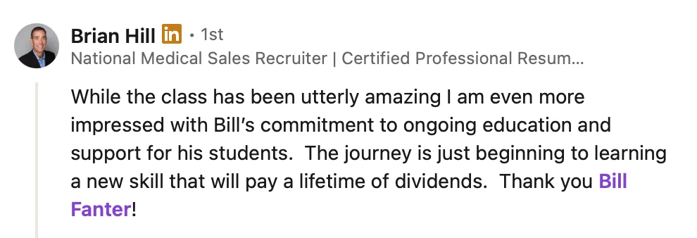 LinkedIn review screenshot