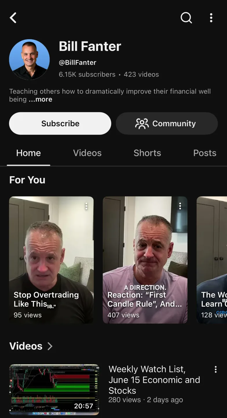Bill Fanter's YouTube channel