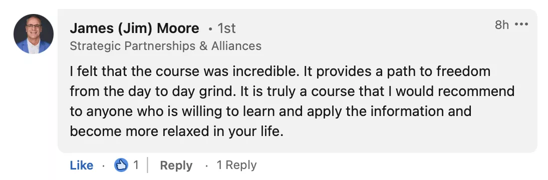 Student testimonial screenshot 90
