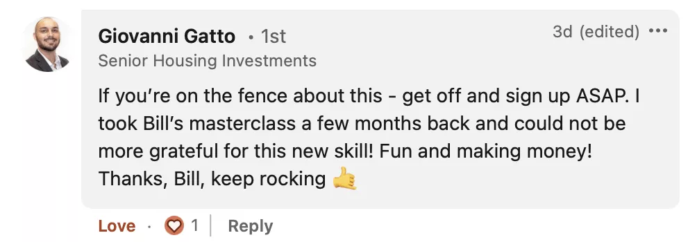 Student testimonial screenshot 85