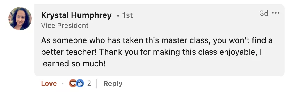 Student testimonial screenshot 81