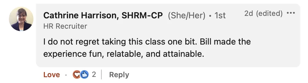 Student testimonial screenshot 67