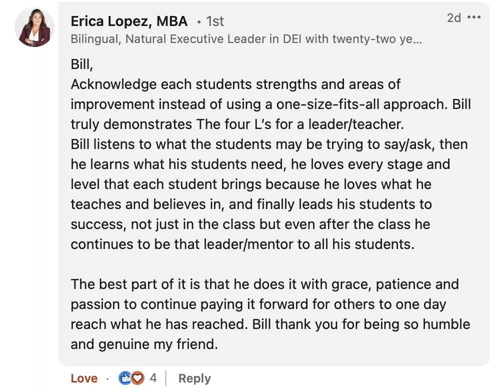 Student testimonial screenshot 66