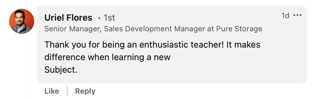 Student testimonial screenshot 63