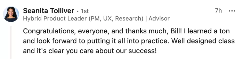 Student testimonial screenshot 62