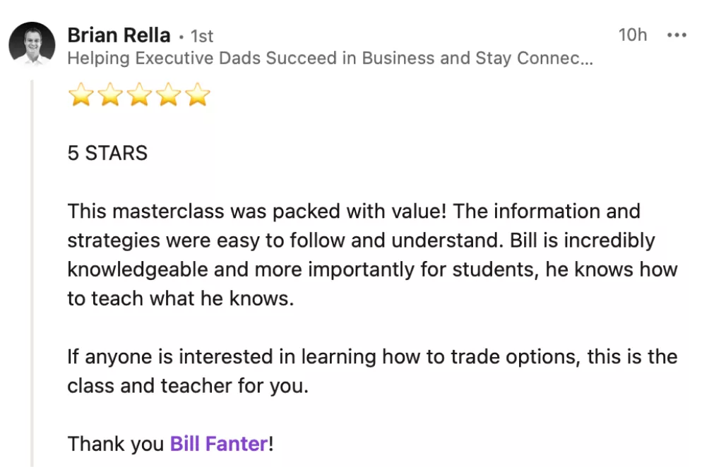 Student testimonial screenshot 50
