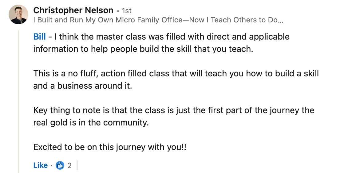 Student testimonial screenshot 22
