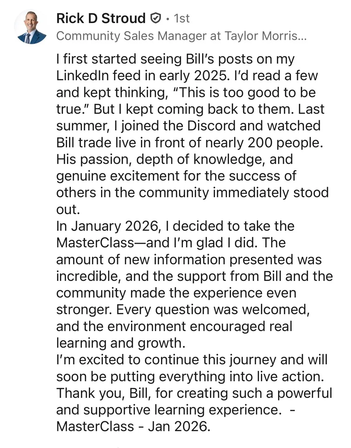 Student testimonial screenshot 9