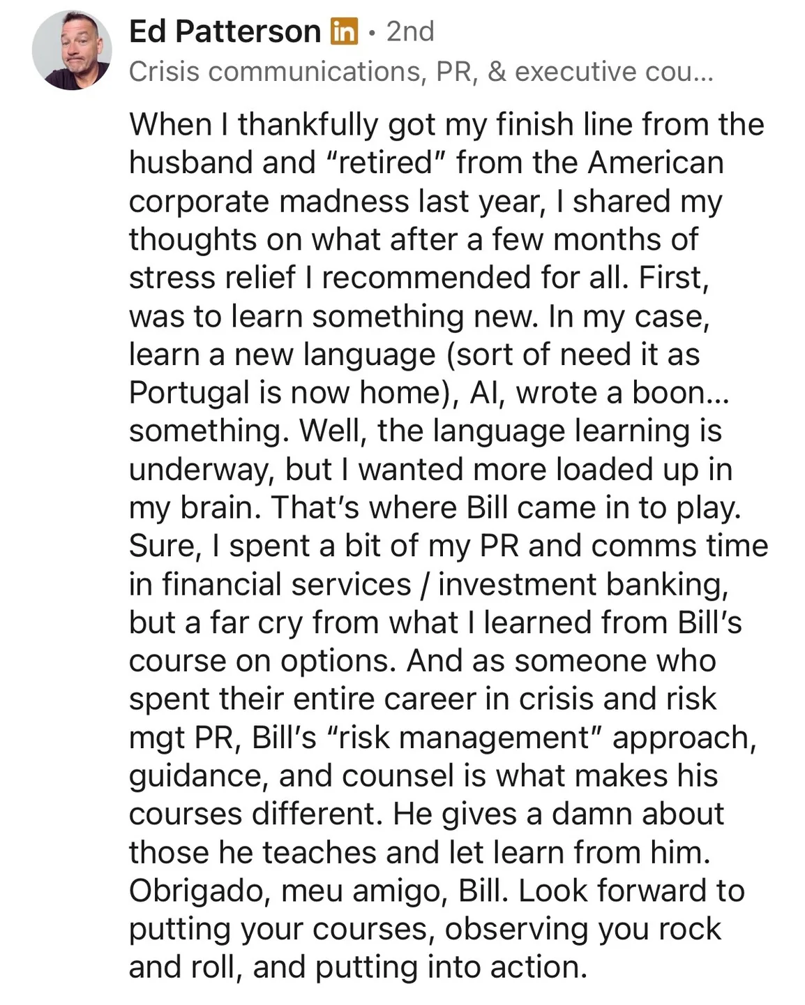 Student testimonial screenshot 7