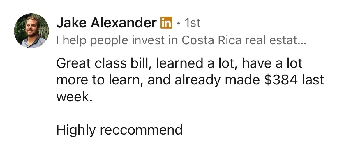 Student testimonial screenshot 1